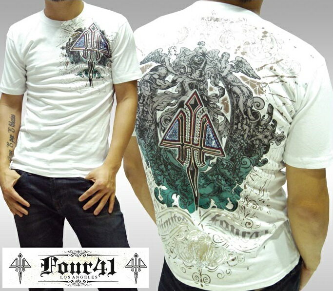 Four41 Los Angeles フォーフォーティーワン メンズ ラインストーン Tシャツ セレブ Ed Hardy エドハーディー ファッション ブランド アフリクション ロック スタイル