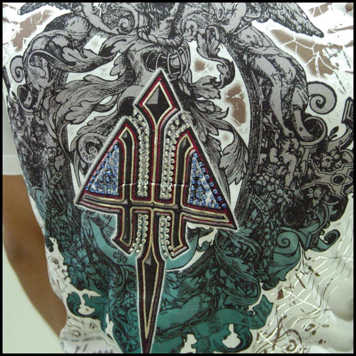 Four41 Los Angeles フォーフォーティーワン メンズ ラインストーン Tシャツ ホワイト 05 スワロフスキー インポート LA セレブ safari サファリ 掲載 ブランド ストリート セレカジ アフリクション Ed Hardy エドハーディー ファッション ロック スタイル