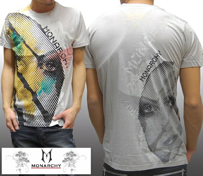 モナーキー メンズ Tシャツ グレー MONARCHY BLIND 半袖 シャツ LA発 海外セレブ 多数着用 プレミアム ブランド LAセレブ ハリウッド セレブ カジュアル セレカジ ファッション ロック スタイル セール