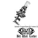 【在庫あり・即納】 ビルウォールレザー メンズ シルバー ネックレス ペンダントトップ チャーム BWL Bill Wall Leather Initial Crown PN878-E レディース ジュエリー セレブ LEON レオン SAFARI サファリ 掲載 スタイル アクセサリー ブランド ファッション プレゼントにも