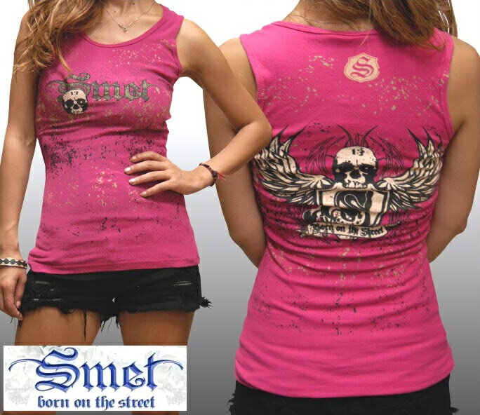 楽天NYST　セレクトショップ ニスト＼店内全品ポイント11倍／ セール 送料無料 スメット レディース タンクトップ ピンク スカル Smet トップス インポート ハリウッド セレブ カジュアル ストリート セレカジ エドハーディー Ed Hardy エドハーディ 姉妹 ブランド 海外 セレブ 多数着用 ロック