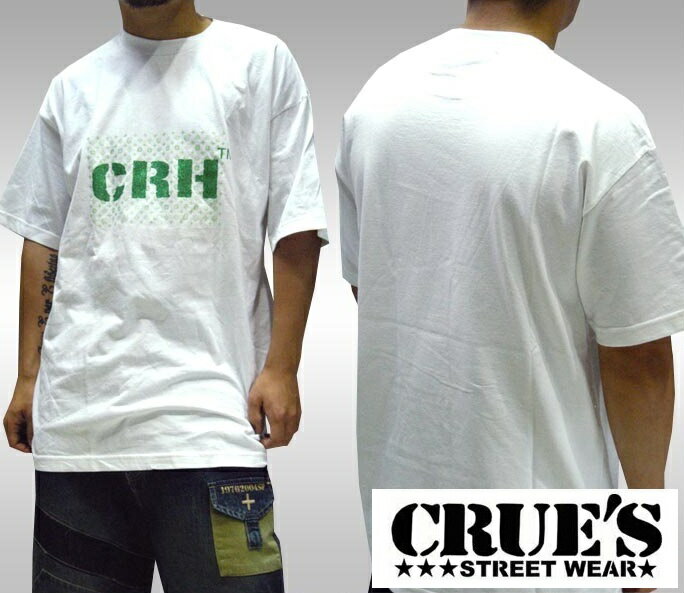 クルーズウェア メンズ Tシャツ モノグラム CRH ロゴ ホワイト グリーン CRUE'S WEAR ストリート スタイル HIPHOP ウェアー B系 服 ダンス ヒップホップ 西海岸 ウエストコースト ファッション カジュアル ブランド ウェア オーバーサイズ 大きいサイズ セール 2L 3L 4L 5L