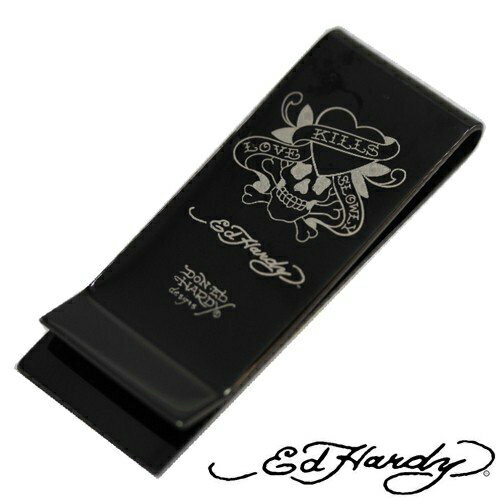 ステンレスマネークリップ エドハーディー ラブキル マネークリップ EDMC-251 Ed Hardy 公式ライセンス ブラックカラー 財布 LOVE KILLS SLOWLY ステンレス ウォレット ブランド メンズ レディース 雑誌 掲載 スタイル プレゼント ギフト