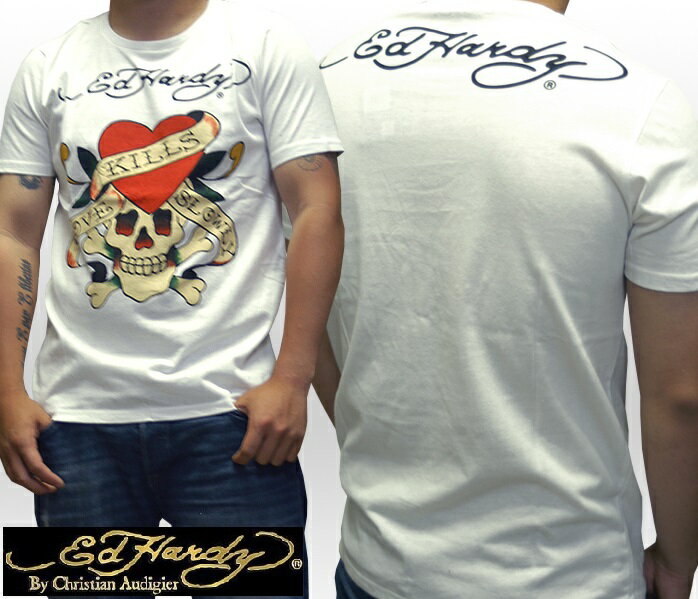 楽天NYST　セレクトショップ ニストエドハーディー メンズ Tシャツ 【200種類の品揃え】 EDT031 ホワイト エド・ハーディー 正規品 インポート セレブ ファッション サファリ 掲載 ブランド セレカジ アメカジ ストリート ロック サーフ スタイル LAセレブ クリスチャン オードジェー