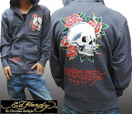 【送料無料】【セール】 エドハーディー 【200種類の品揃え】 Ed Hardy メンズ ジップアップ パーカー SKULL ROSE グレー エド・ハーディー 正規品 インポート LAセレブ ファッション ブランド セレカジ アメカジ ストリート ロック スタイル クリスチャン オードジェー