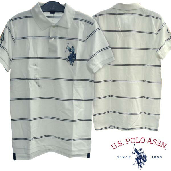 訳あり　アウトレット　U.S. POLO ASSN ユーエスポロアッスン メンズ 半袖 ポロシャツ ボーダー ホワイト PONY ポニー カジュアル アメカジ スタイル ファッション