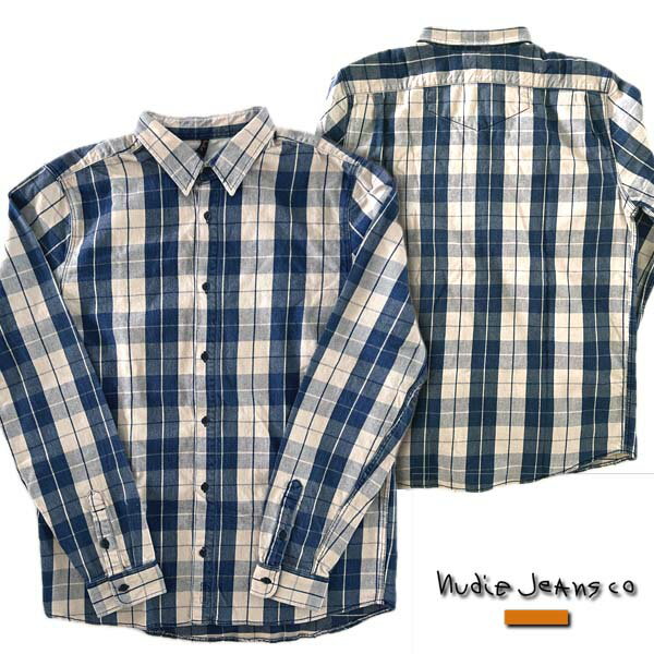 ヌーディージーンズ NUDIE JEANS メンズ シャツ 長袖 ALLAN INDIGO CHECK ボタンシャツ ジーンズ ブランド セレブ ファッション サファリ掲載 NUDIEJEANS ヌーディー イタリア パンツ インポート イタカジ カジュアル ウェア セレカジ スタイル 正規 商品