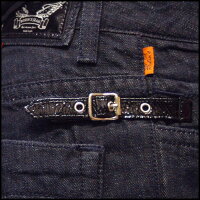 ロビンズジーンメンズデニムローライズストレートパンツROBIN'SJEANLEATHERBELTレッドベルトDARK147safariサファリLEONレオンオーシャンズ掲載ジーンズブランドロビンズジーンズセレブファッションロビンジーンズストリートカジュアルスタイル