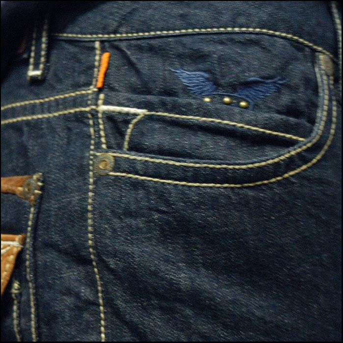 【50%OFF セール】ロビンズジーン メンズ デニム ローライズ ストレート パンツ ROBIN'S JEAN LEATHER FLAP WH RAW スタッズ 158 safari サファリ オーシャンズ 雑誌 掲載 ハイブランド ジーンズ ブランド ロビンズジーンズ セレブ ファッション ロビンジーンズ カジュアル