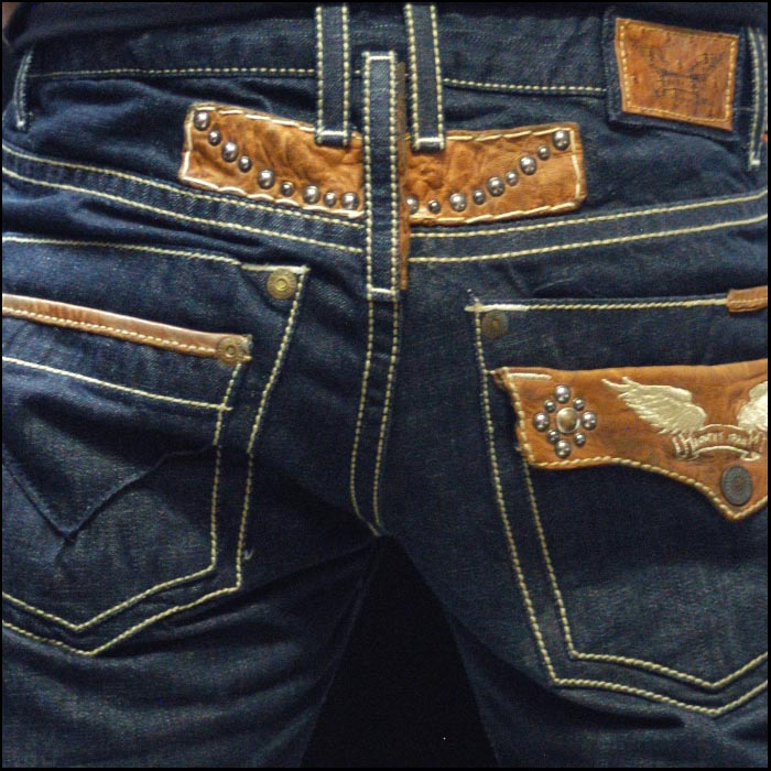 【50%OFF セール】ロビンズジーン メンズ デニム ローライズ ストレート パンツ ROBIN'S JEAN LEATHER FLAP WH RAW スタッズ 158 safari サファリ オーシャンズ 雑誌 掲載 ハイブランド ジーンズ ブランド ロビンズジーンズ セレブ ファッション ロビンジーンズ カジュアル
