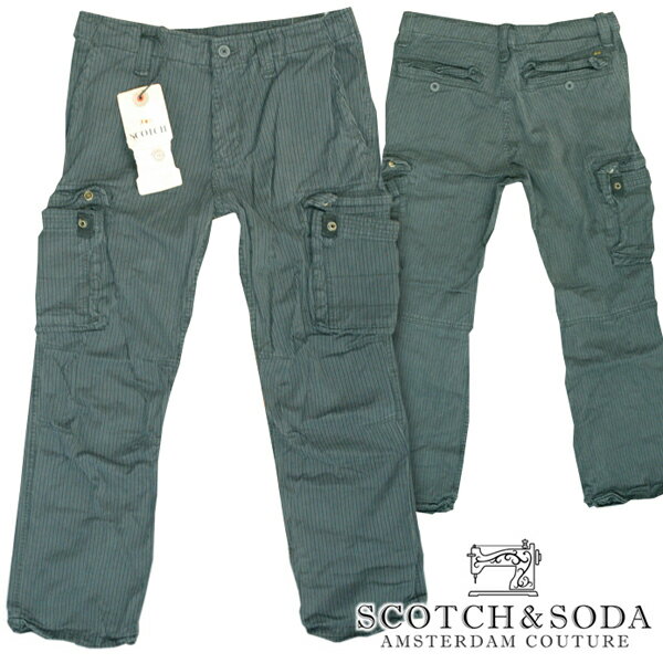 スコッチ&ソーダ スコッチアンドソーダ scotch&soda メンズ スリム カーゴパンツ ストライプ チャコール ズボン ボトムス カジュアル サーフ セレブ ストリート ヨーロピアン ヴィンテージ Safari サファリ スタイル 掲載 ブランド 025