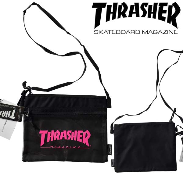 スラッシャー サコッシュ メンズ スラッシャー THRASHER メンズ レディース 兼用 サコッシュ LOGO ブラック ピンク ポーチ 鞄 ショルダー バッグ スケーター インポート ストリート スタイル ブランド HIPHOP ウェアー B系 アメカジ ヒップホップ ファッション 正規