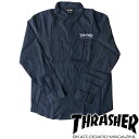 スラッシャー スラッシャー THRASHER メンズ コットン 長袖　ワーク シャツ ネイビー トップス ロゴ 男性用 スケーター インポート ストリート スタイル ブランド HIPHOP ウェアー B系 ウェア アメカジ ヒップホップ ファッション 正規