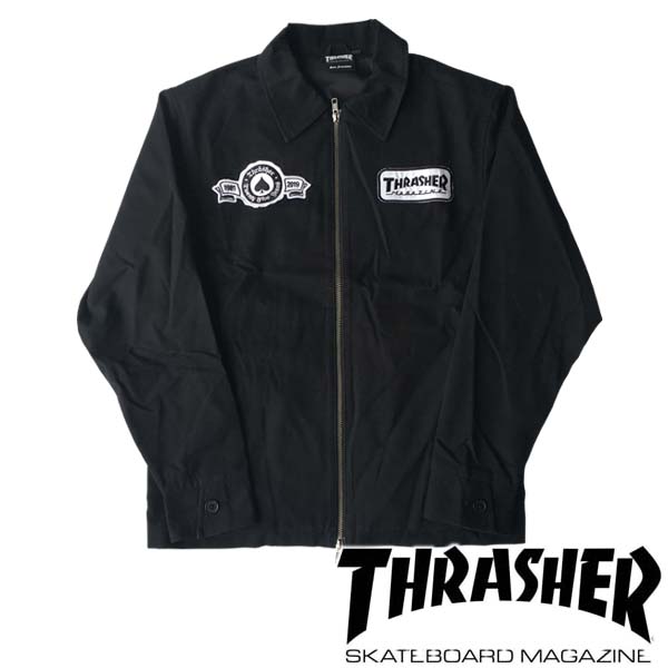 Rakuten - スラッシャー THRASHER メンズ コットン 長袖　ジャケット ブラック トップス ロゴ 男性用 スケーター インポート ストリート ブランド HIPHOP B系 ウェア アメカジ ヒップホップ 正規