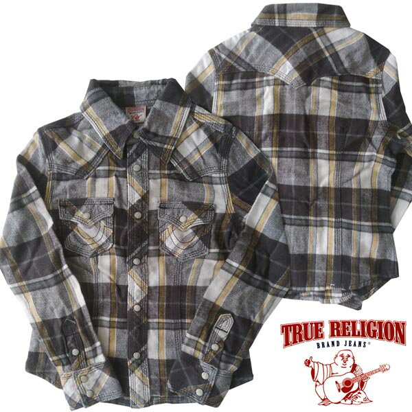 トゥルーレリジョン キッズ シャツ TRUE RELIGION FLANNEL WES GREY 長袖 ウエスタンシャツ トップス インポート セレブ 着用 ハイブランド サファリ セレカジ カジュアル ファッション 雑誌 掲載 LAセレブ プレミアム デニム ブランド サーフ スタイル セール