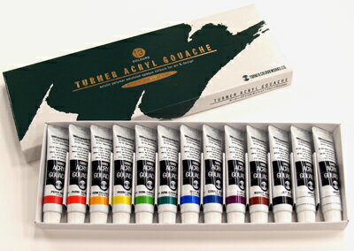 【メール便1個までOK】ターナーアクリルガッシュ12色(13本)セット 11mlチューブ