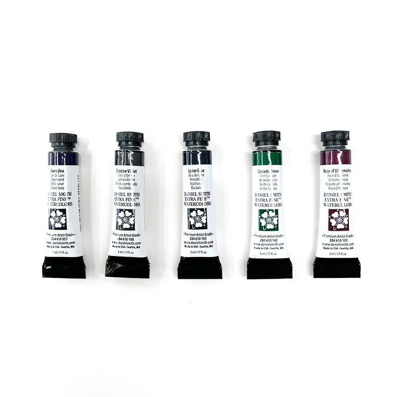 【メール便送料無料】【中善画廊オリジナル】ダニエルスミス エキストラファイン ウォーターカラー 5ml チューブ 分離色 5色セット透明 水彩絵具
