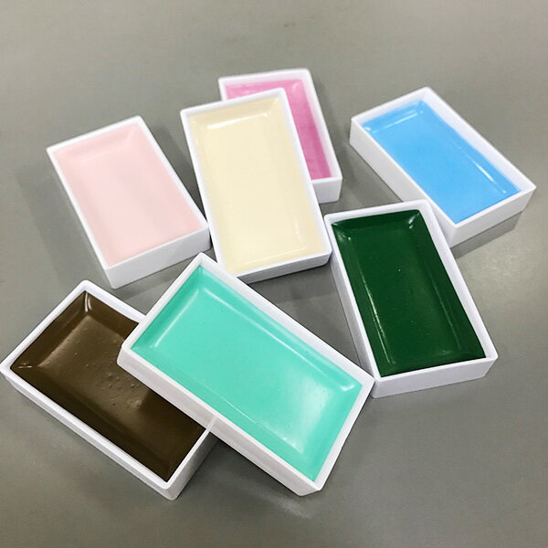 【メール便OK】日本画、絵手紙用の定番絵具 吉祥 日本画絵具 顔彩 角顔彩 単色(バラ) 214〜226番色