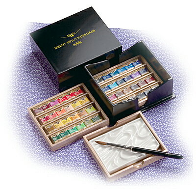 【送料無料】高級感漂う漆黒のケースホルベイン アーチストパンカラー越前黒漆塗製(漆CUBE)48色セット