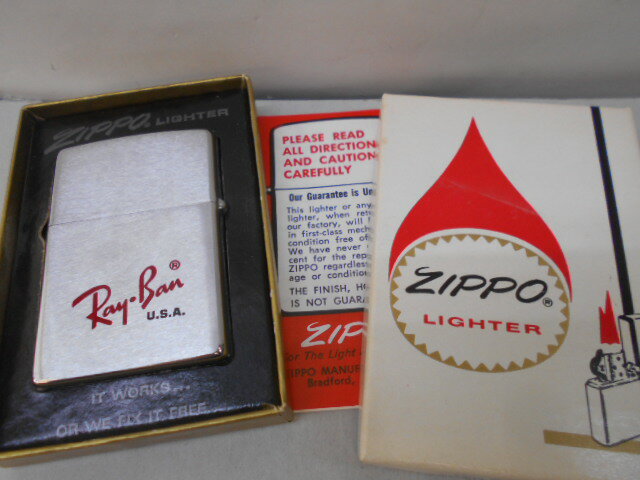 ビンテージZippo Ray Ban レイバンUSA 両面柄1977年製 (B-701)レーシングドライバーのサイン入り