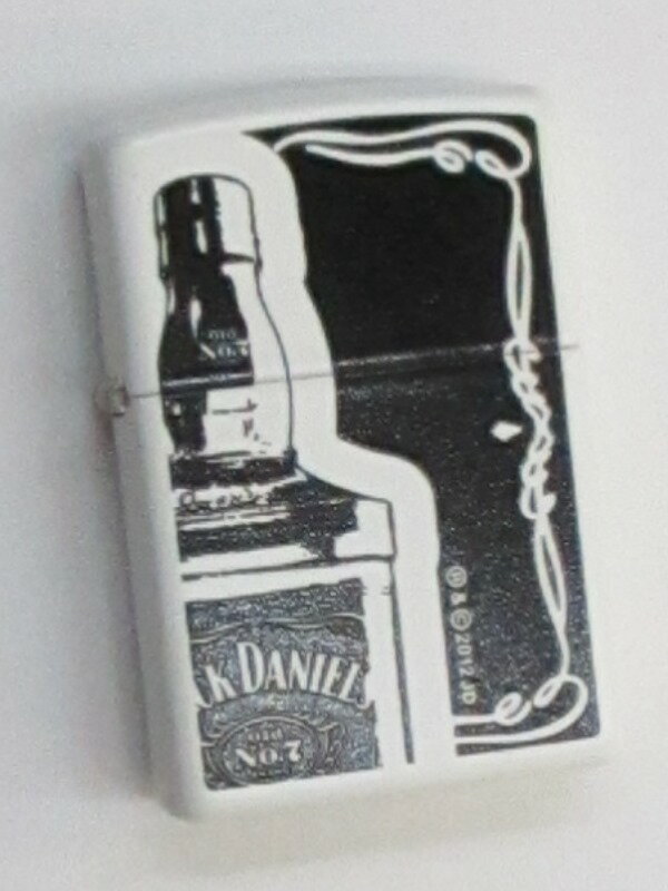 ジャック・ダニエル モノクロームボトルデザイン ホワイトZippo 2012年1月製 未使用 (Z-143) Jack Daniels バーボンウイスキー