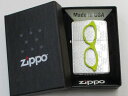 黄色いメガネ メタルオブジェ貼り シルバー仕上げZippo 2014年製 新品 (ZF-14)