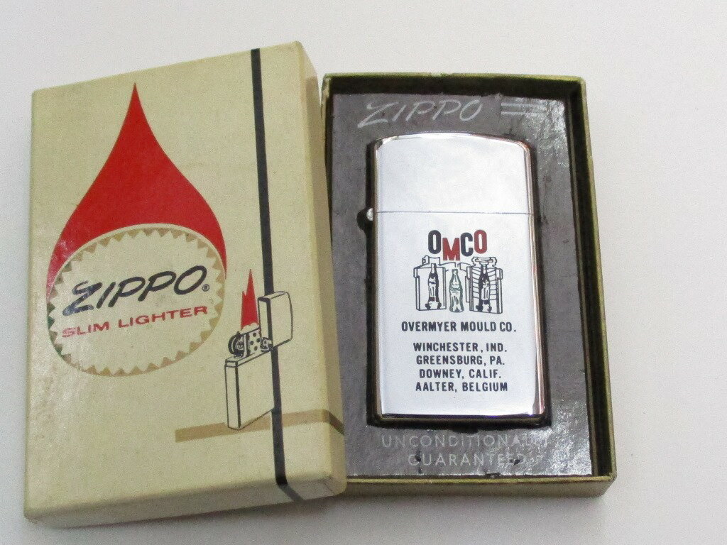 ビンテージZippo OMCO社 (コカ・コーラのコンツアーボトル製造メーカー) ポリッシュ仕上げ スリムサイズ 1978年製 未使用 箱付き (ZB-18)