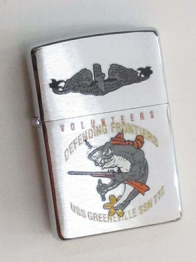 原子力潜水艦 グリーンビル 鮫のカートゥーン ブラッシュZippo 2001年4月製 未使用 (MZ-79)