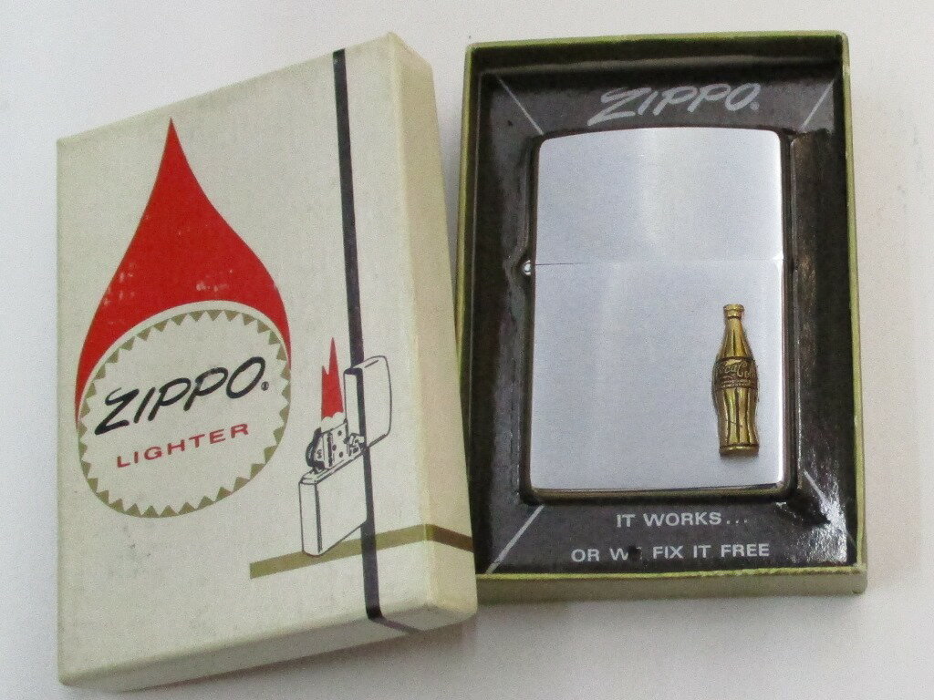 ビンテージZippo Coca Cola コカコーラ バッジ貼り 1977年製 未使用 (ZB-20) 画像の箱が付きます