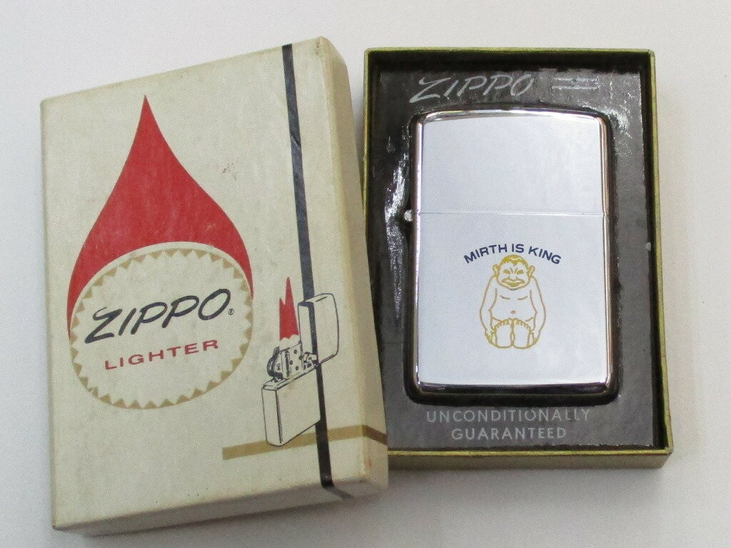 ビンテージZippo Billiken ビリケン MIRTH IS KING 裏面にサビあり ポリッシュ仕上げ 1968年製 未使用 箱付き (ZB-35)