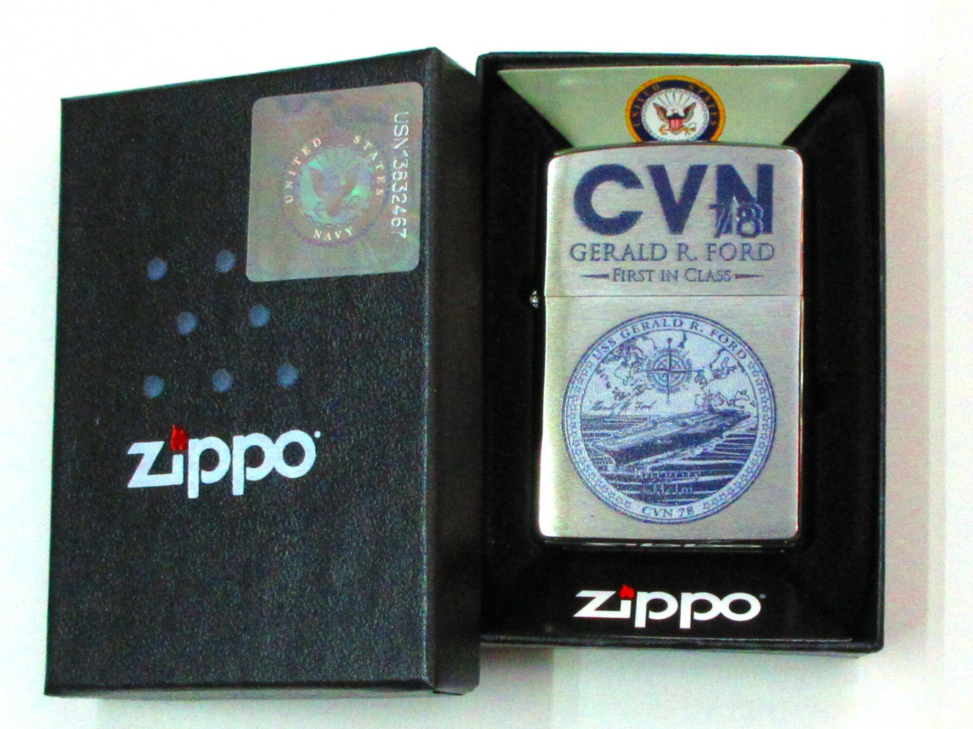 原子力航空母艦 ジェラルド R フォード ブラッシュZippo 2022年製 新品 (KF-11) アメリカ海軍 空母