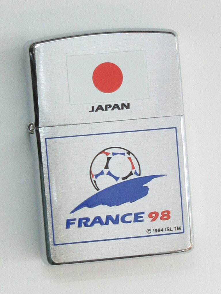 欧州 サッカー Ｚｉｐｐｏ 1998 サッカー ワールドカップ フランス大会 日本 ブラッシュZippo 1997年8月製 未使用 (Z-341)