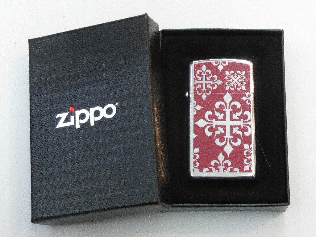 フラワーエンブレム 紋章風デザイン スリムサイズ ポ リッシュZippo 2007年6月製 未使用 (ZA-44)