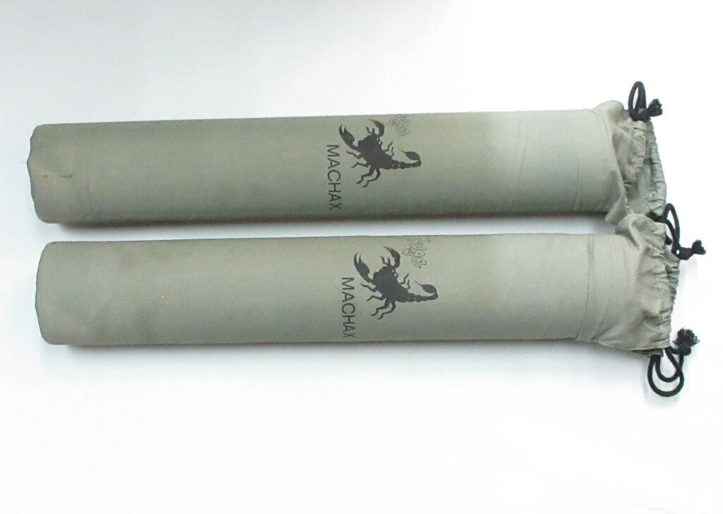 【珍品】柘植 ツゲ ナイフケース 2点セット (塩ビパイプ・コルク栓・ロゴマーク入り布袋) (K-619)