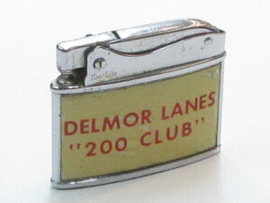 フラットアドバタイザー ボウリング場 200点記念 日本製広告物オイルライター ほぼ未\使用 【中古】 (JO-13)