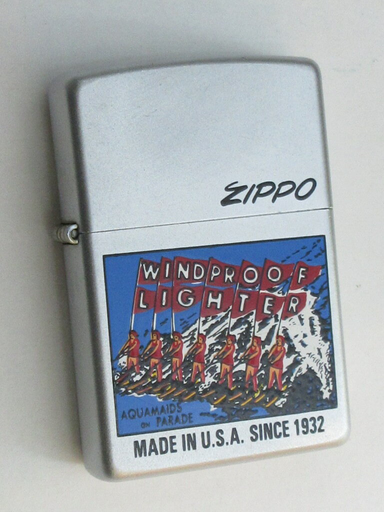 水上スキーでジッポーの広告デザイン ブラッシュZippo 2002年3月製 未使用 (B-368)