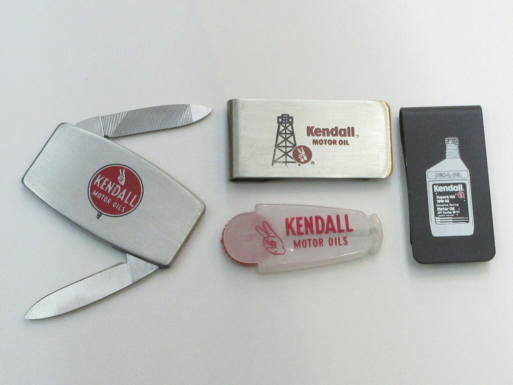 Kendall MOTOR OIL ケンドール Zippo社製 マネークリップ2個 ポケットナイフ フリント 小物4点セット ..