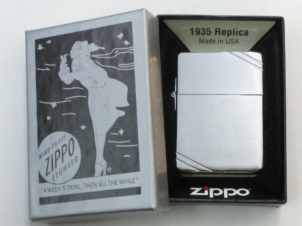 1935 レプリカ Zippo ダイアゴナル (斜線) 1935年製外ヒンジモデルの復刻品