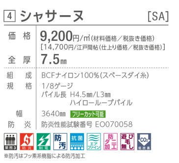【東リ】オーダーロールカーペットシャサーヌSA4412.SA4413【オーダーカーペット】