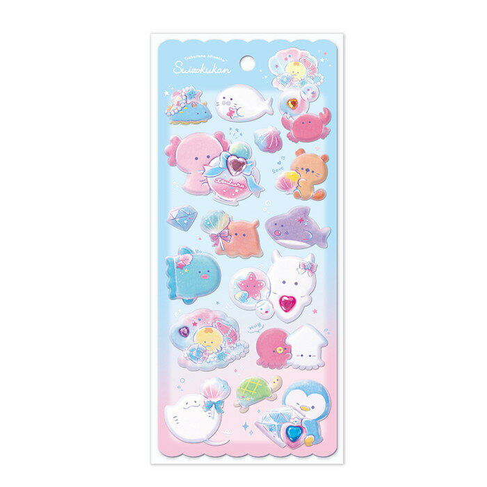 2026年1月再入荷予定　つぶらな瞳のぷくぷくシール　水族館　ML0020-Bのサムネイル