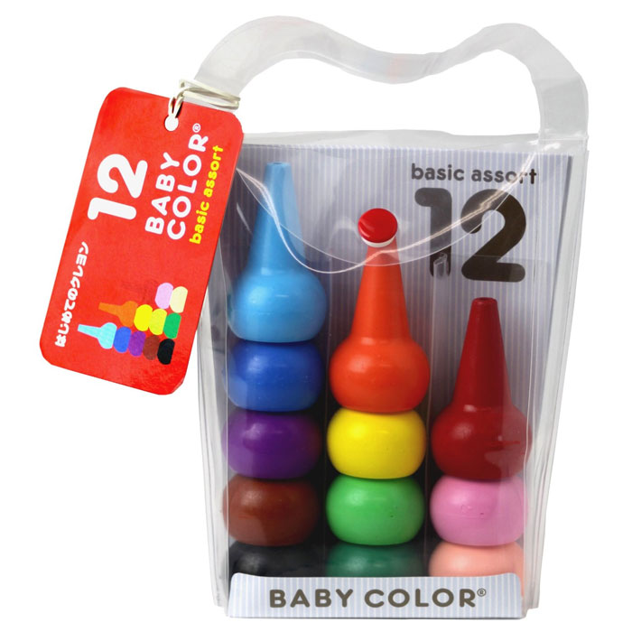 はじめてのお絵描きクレヨン　ベビーコロール　Baby Color　ブンチョウ　ベーシックアソート　12色セット