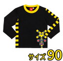 踏切Tシャツ 長袖 ロング 黒 90cm (ふみきり ブラック ロンT トレインTシャツ キッズ 子供 子ども プレゼント ギフト)
