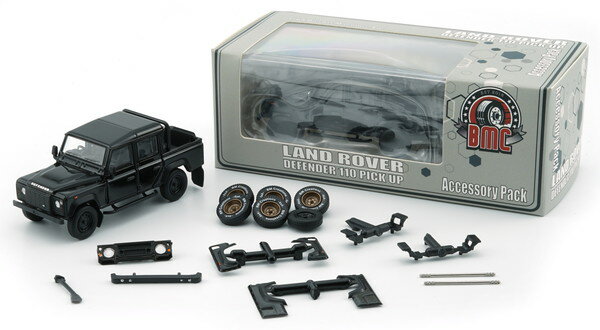 Rakuten - BM CREATIONS 1/64 ランドローバー ディフェンダー 110 ピックアップ 2016 ブラック (RHD) 4x4 アクセサリーパック 完成品ダイキャストミニカー 64B0338