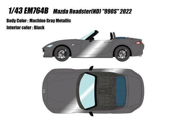 EIDOLON 1/43 マツダ ロードスター (ND) 990S 2022 マシングレーメタリック 完成品ミニカー EM764B
