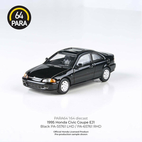PARA64 1/64 ホンダ シビック クーペ EJ1 1995 ブラック RHD 完成品ダイキャストミニカー PA-65761