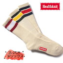 【土日祝配送可】 ヘルスニット ソックス 25-27cm メンズ 靴下 Health Knit クラシック3本ライン 3Pソックス 3足セット アウトドア キャ...