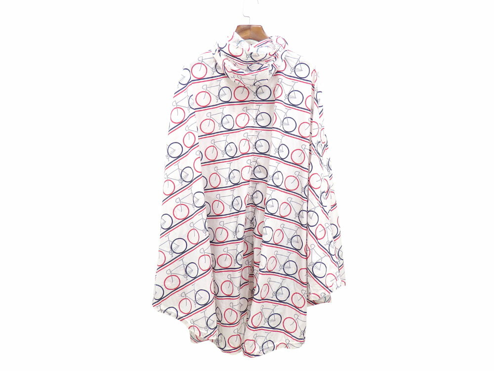 【中古】 モンクレール ガムブルー ケープ マンテラ メンズ フード ナイロン ホワイト レッド ブルー 白 赤 青 サイズ1 113913230900 68113 アウター ポンチョ レインコート 自転車柄 古着 アパレル 洋服