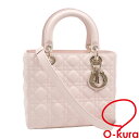 【中古】 クリスチャンディオール ハンドバッグ Lady Dior バッグ ミディアム レディース パウダーピンク ラムスキン M0565ONGE_M413 カナージュ 2WAY ショルダー 肩掛け 斜め掛け