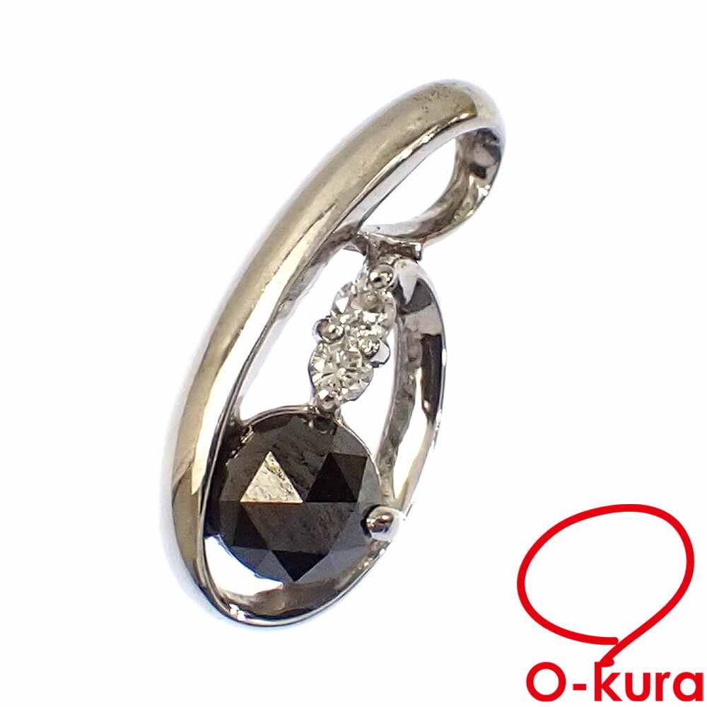 【中古】 ダイヤモンド ペンダントトップ レディース K18WG 0.37ct/0.04ct 1.2g 750 18金 ホワイトゴールド ブラックダイヤモンド ペンダントヘッド