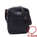 【中古】 グッチ ショルダーバッグ メンズ ブラック 黒 GGキャンバス レザー 122759 斜め掛け